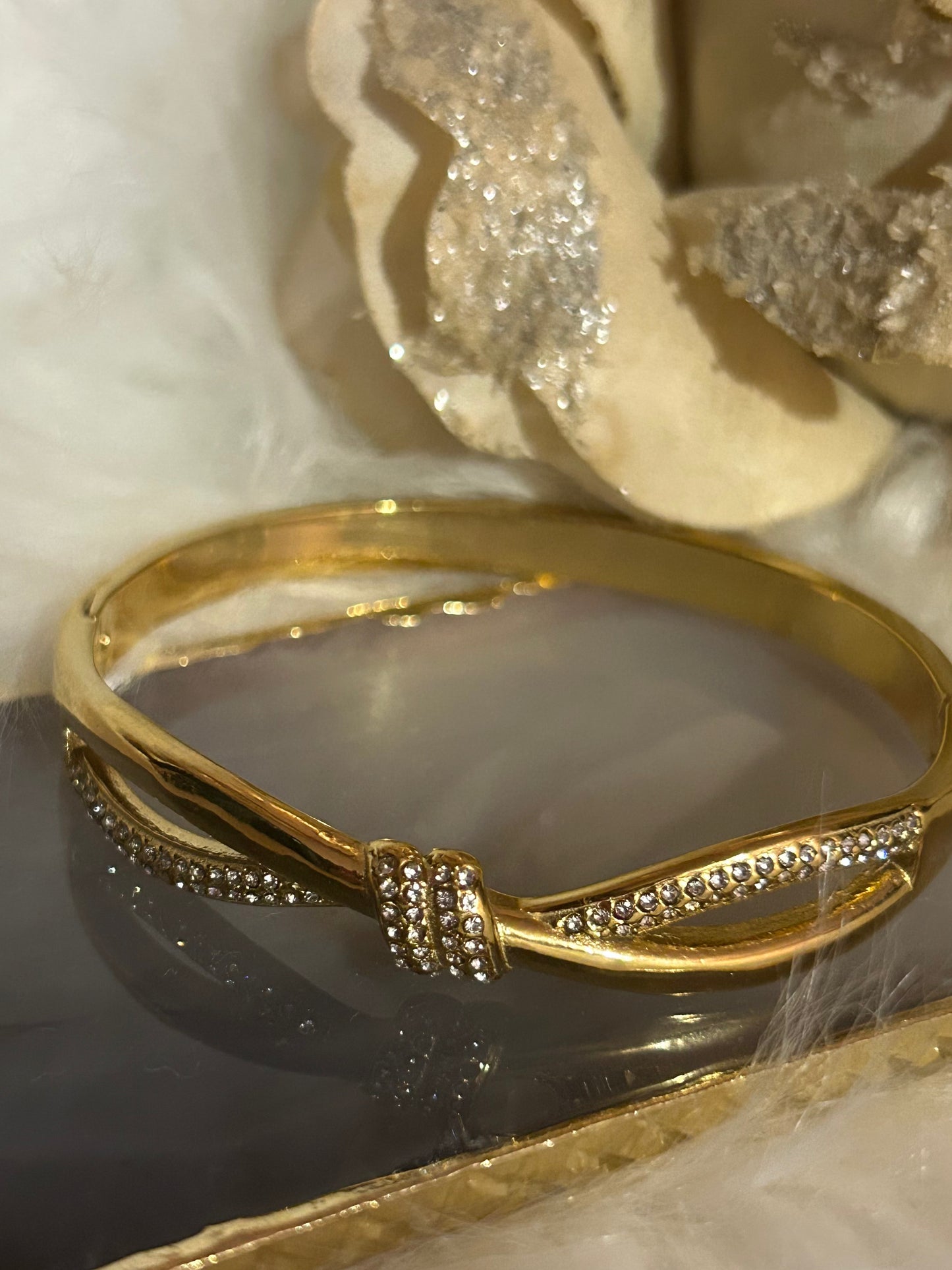 Gouden Knoop Kristallen Armband Roestvrij Staal Elegante Chic|Beautiva Boutique