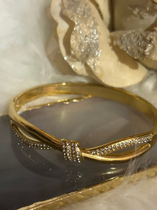 Gouden Knoop Kristallen Armband Roestvrij Staal Elegante Chic|Beautiva Boutique