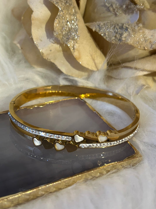 White Hearts Armband, RVS| Beautiva Boutique