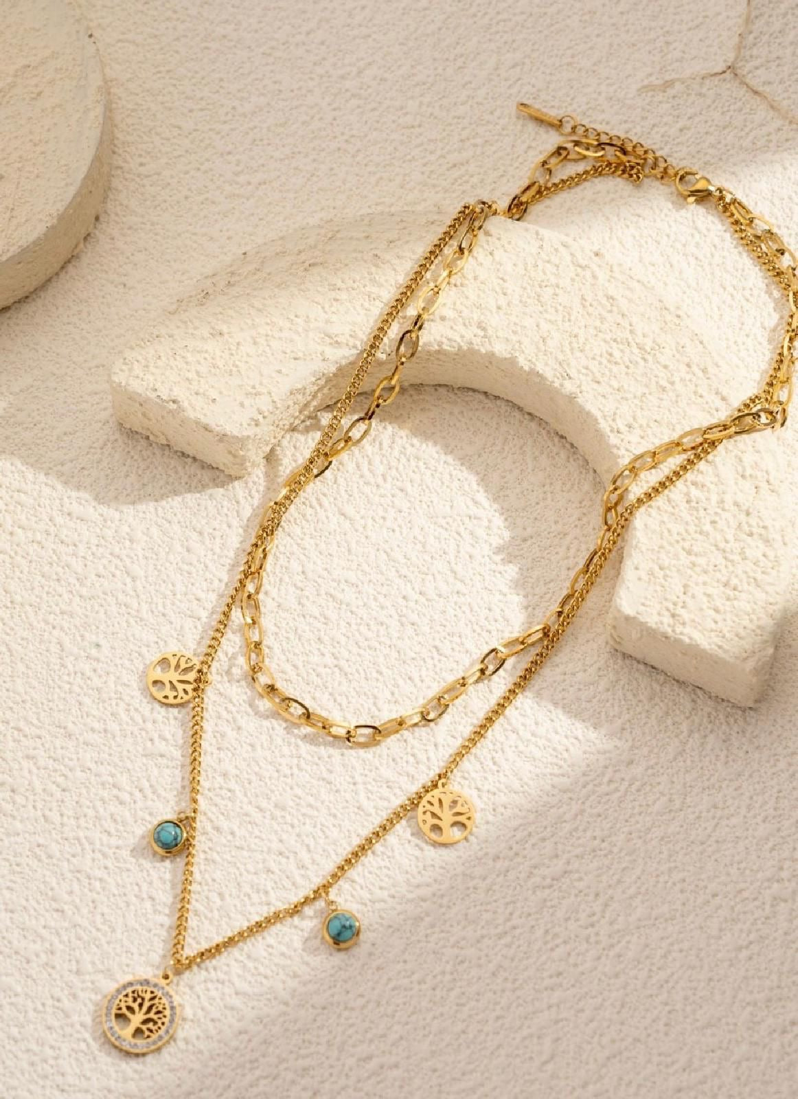 Gouden Levensboom Ketting Charms Natuur in Roestvrij Staal |beautiva Boutique
