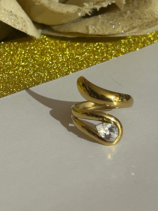 Moderne verstelbare ring van roestvrij staal met kristal|Beauitva Boutique