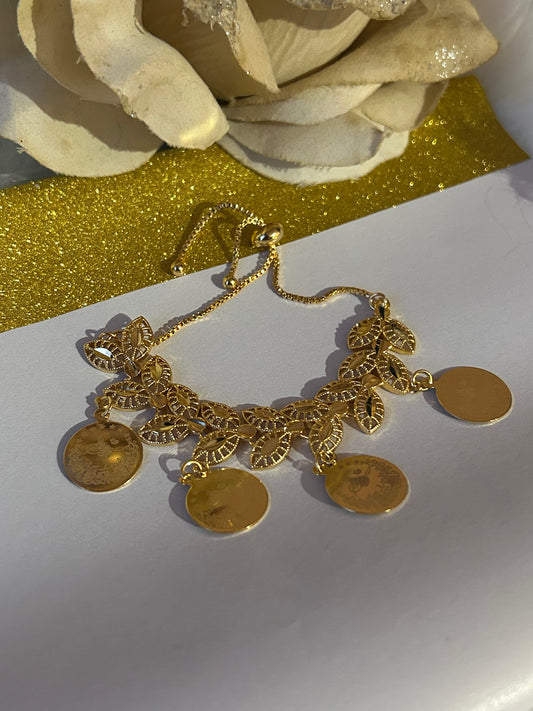 Luxe Turkse munten armband met blad ontwerp  |Beautiva Boutique