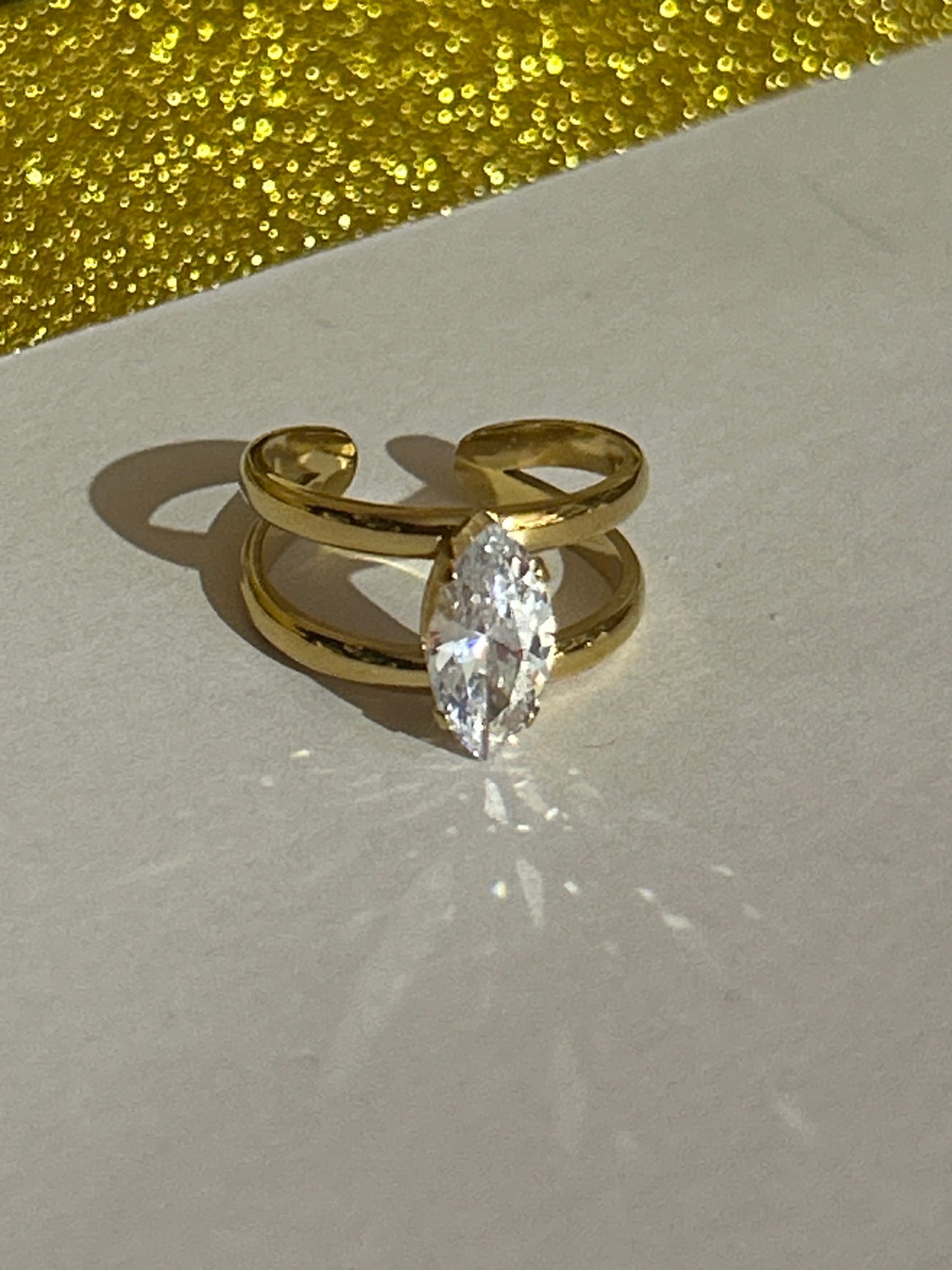Gouden Marquise Ring Transparant Kristal Roestvrij Staal|Beautiva Boutique
