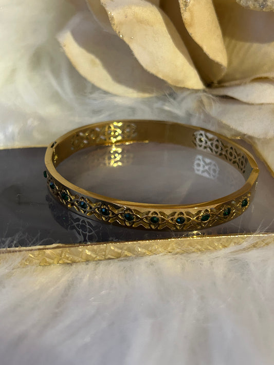 Emerald Mozaic Armband, 18k verguld RVS| Beautiva Boutique