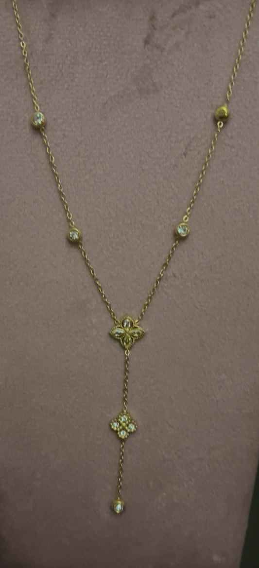 Roestvrijstalen Y Ketting Klaver versierd met kristal Elegantie goud | Beautiva Boutique