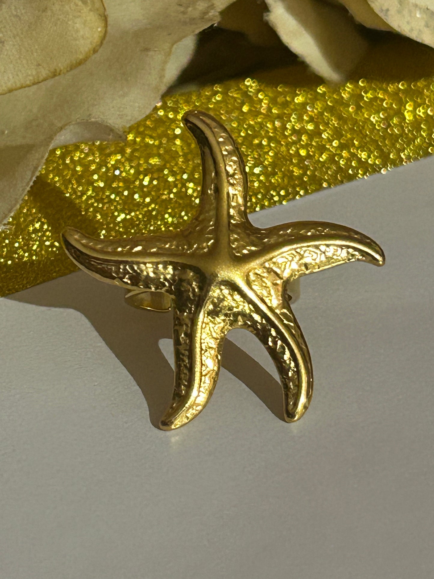 Verstelbare roestvrijstalen ring zeester goud | Beautiva Boutique