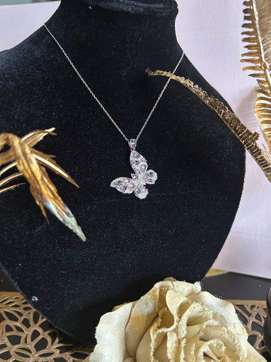 Tijdloze Roestvrijstalen Vlinderketting zilver\Roze|Beautiva Boutique